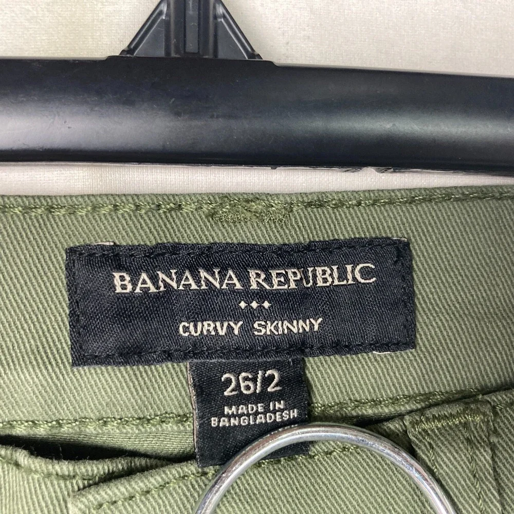 Banana Republic Pants Womens 26 2 Green Curvy Skinny Mid Rise Pockets Stretch